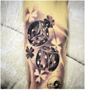 Flowers And Dice Tattoo